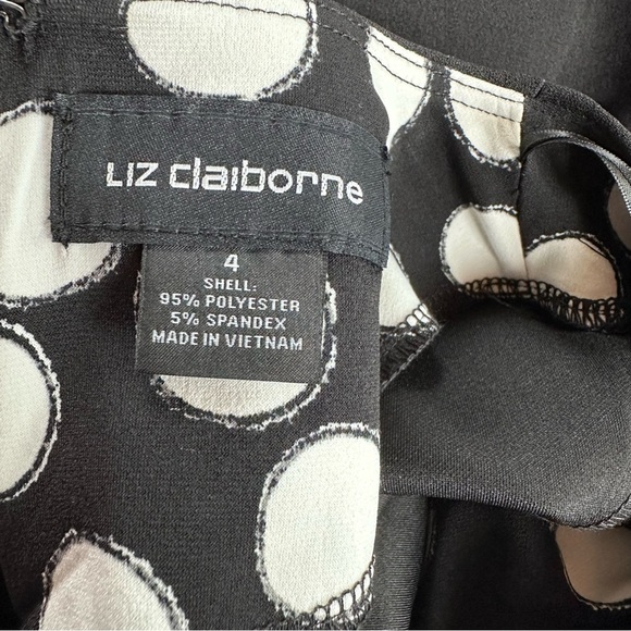 Liz Claiborne Knee Length Bell Sleeve Dress. Black with Polka Dots. Size 4. NWT. - Picture 5 of 9